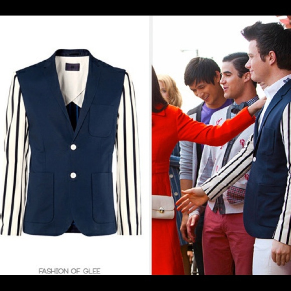 H&M stripe sleeve blazer